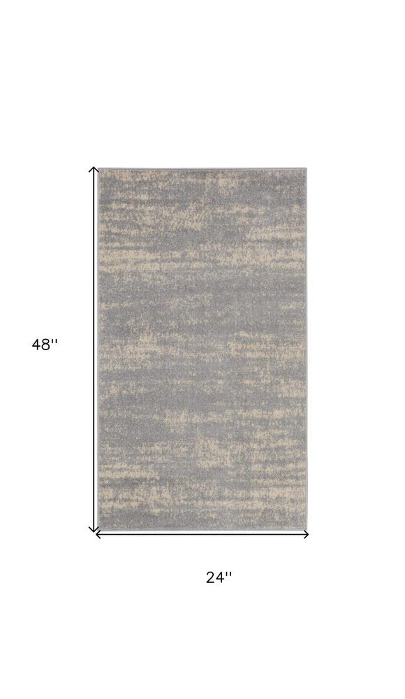 2' X 4' Gray And Beige Abstract Indoor Outdoor Area Rug HomeRoots