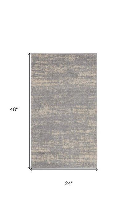 2' X 4' Gray And Beige Abstract Indoor Outdoor Area Rug HomeRoots