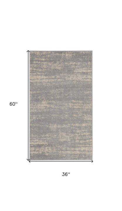 3' X 5' Gray And Beige Abstract Indoor Outdoor Area Rug HomeRoots