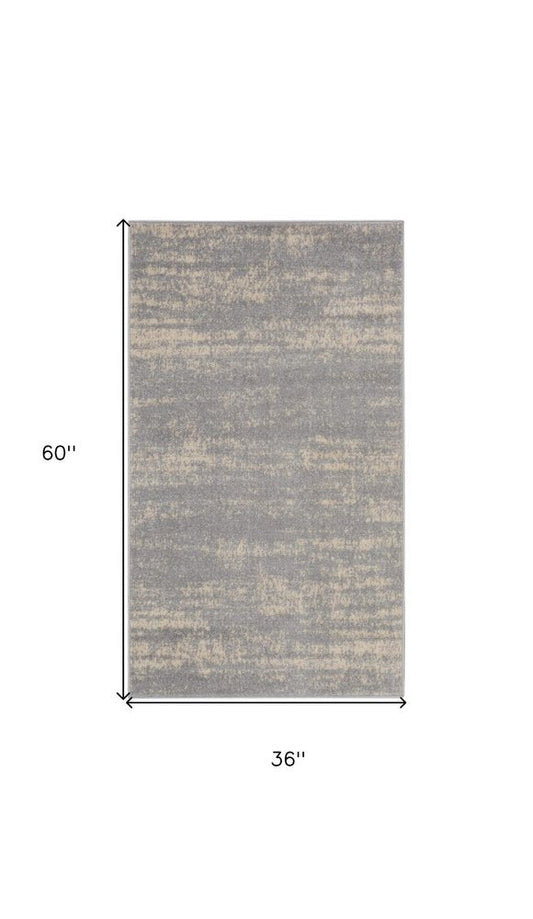 3' X 5' Gray And Beige Abstract Indoor Outdoor Area Rug