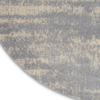 4' Gray And Beige Round Abstract Indoor Outdoor Area Rug