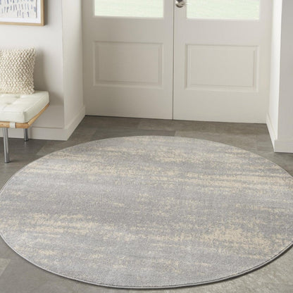 4' Gray And Beige Round Abstract Indoor Outdoor Area Rug HomeRoots