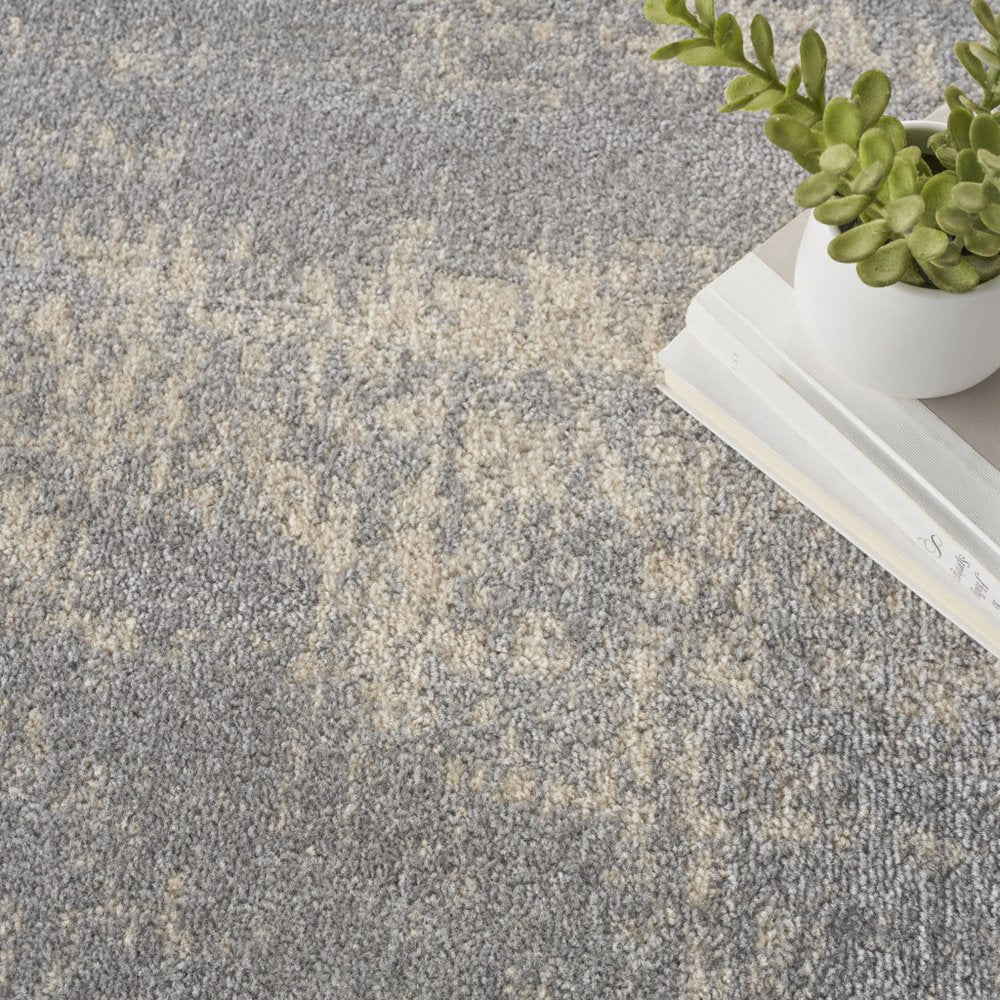 4' Gray And Beige Round Abstract Indoor Outdoor Area Rug HomeRoots