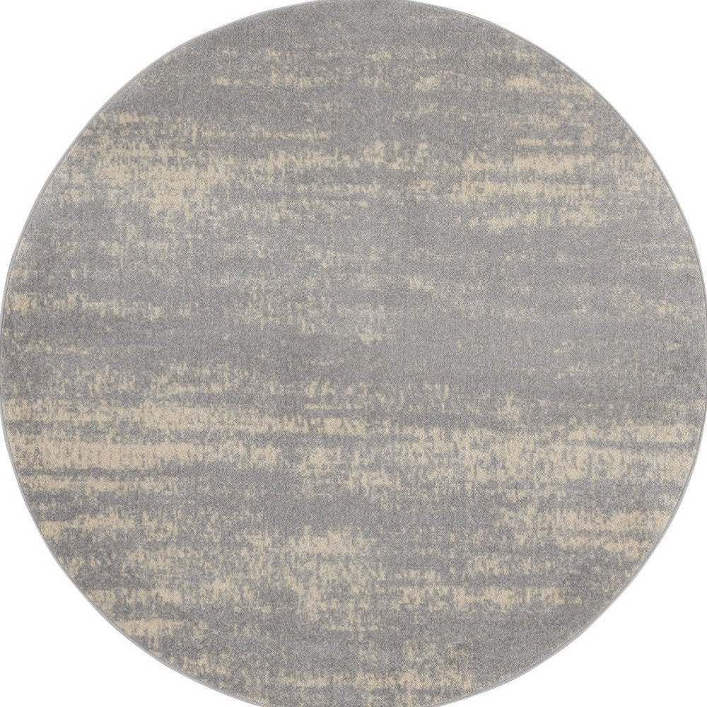 6' Gray And Beige Round Abstract Indoor Outdoor Area Rug HomeRoots