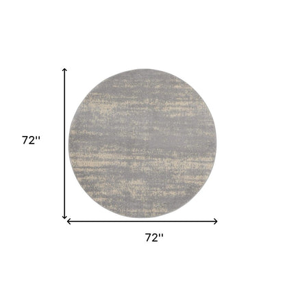 6' Gray And Beige Round Abstract Indoor Outdoor Area Rug HomeRoots