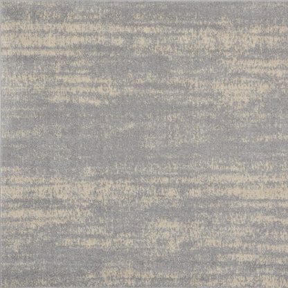 5' Gray And Beige Square Abstract Indoor Outdoor Area Rug