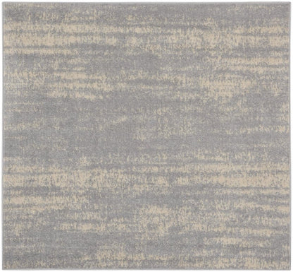 5' Gray And Beige Square Abstract Indoor Outdoor Area Rug