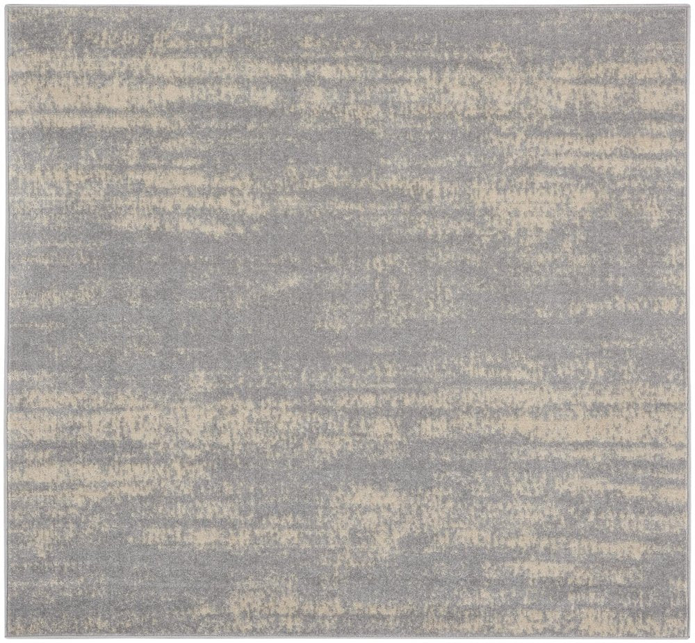 5' Gray And Beige Square Abstract Indoor Outdoor Area Rug — view 7