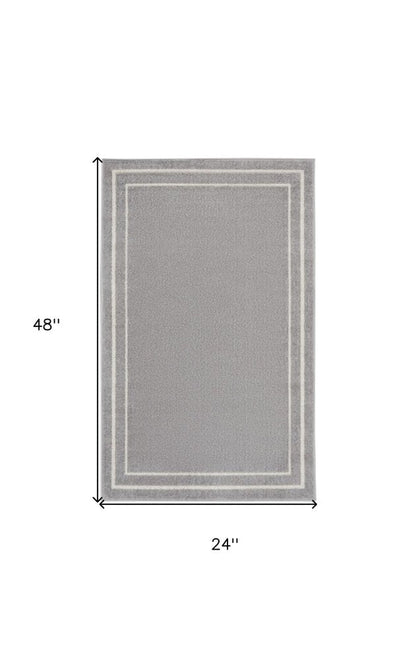 2' X 4' Gray And Ivory Indoor Outdoor Area Rug HomeRoots