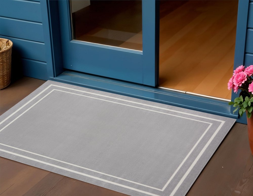 3' X 5' Gray And Ivory Indoor Outdoor Area Rug HomeRoots