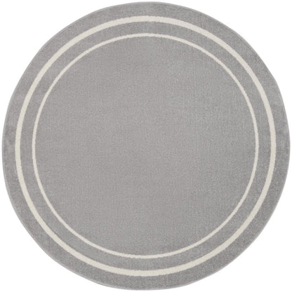 4' Gray And Ivory Round Indoor Outdoor Area Rug HomeRoots