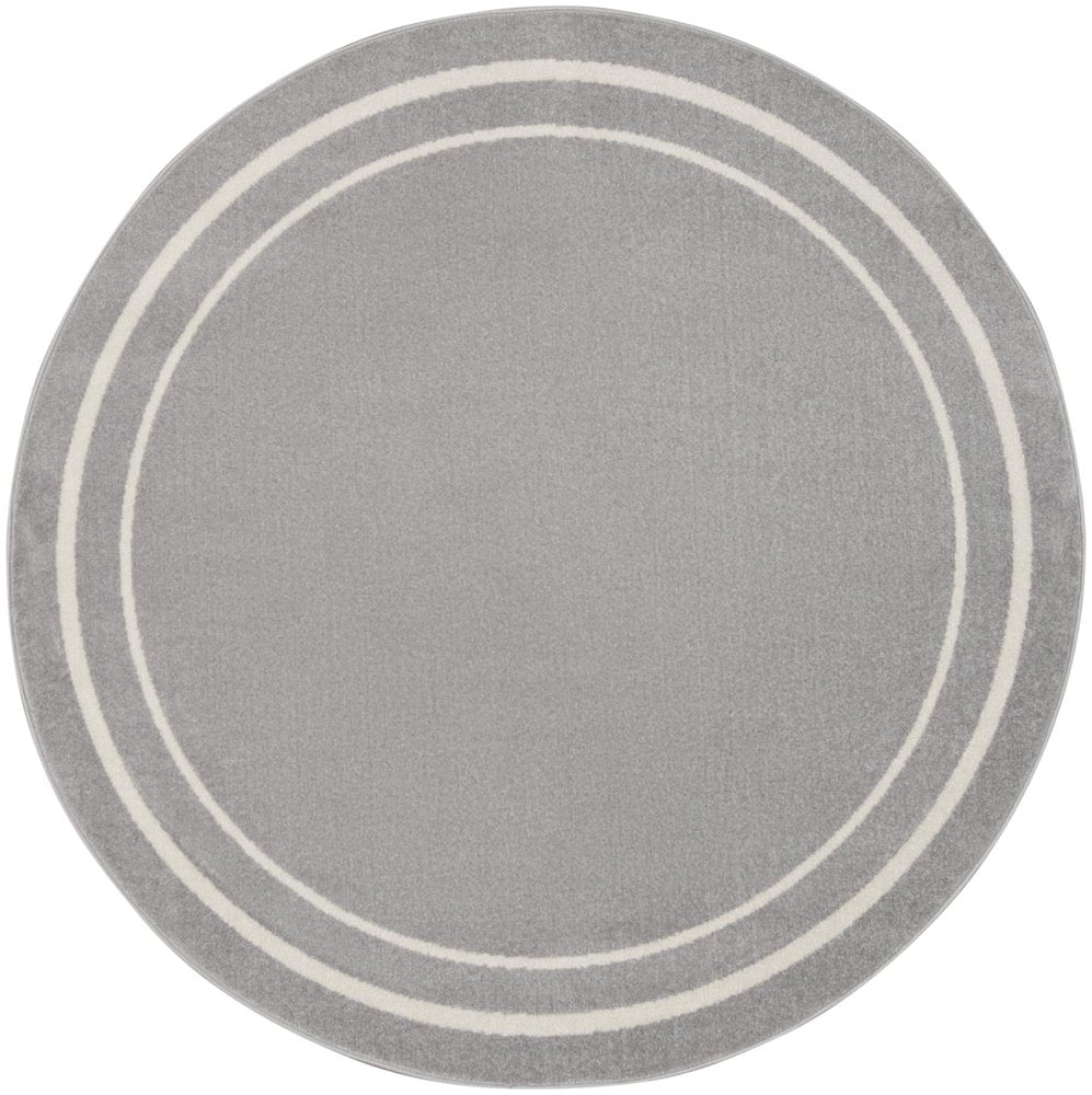 4' Gray And Ivory Round Indoor Outdoor Area Rug — view 3