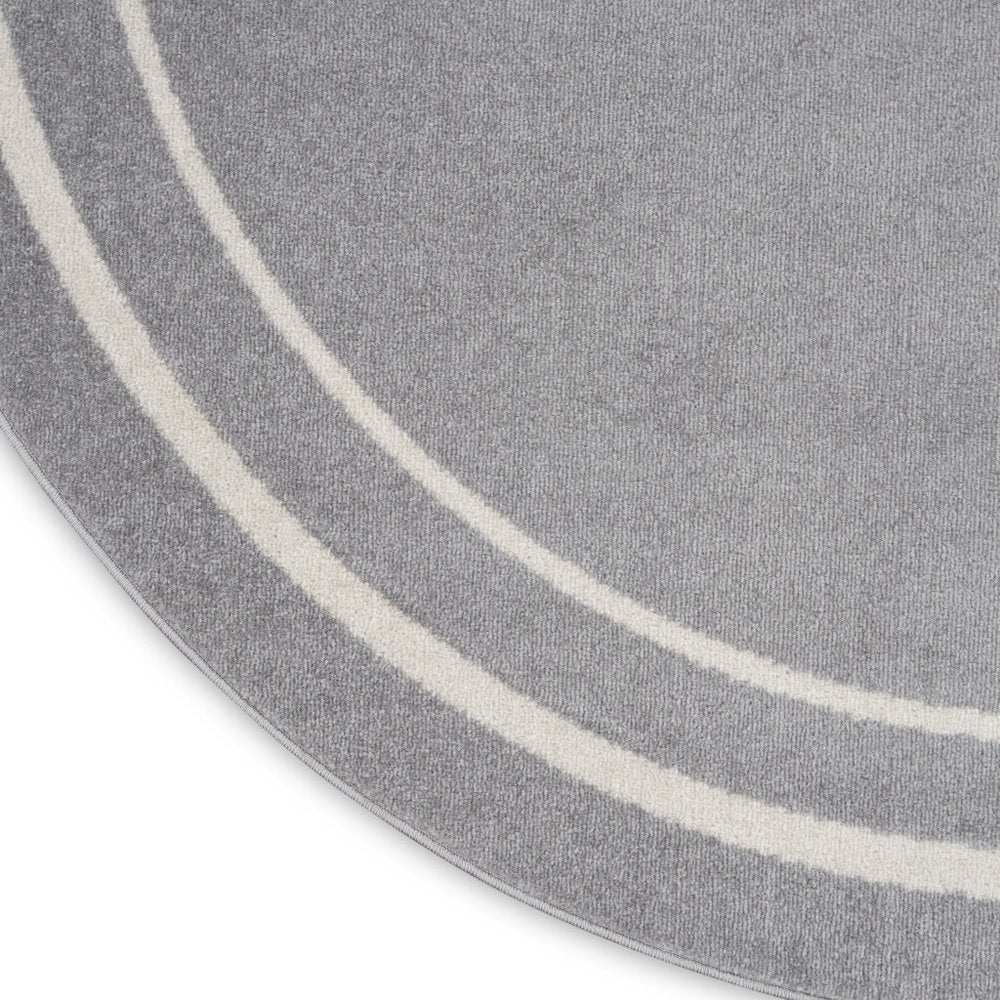 4' Gray And Ivory Round Indoor Outdoor Area Rug
