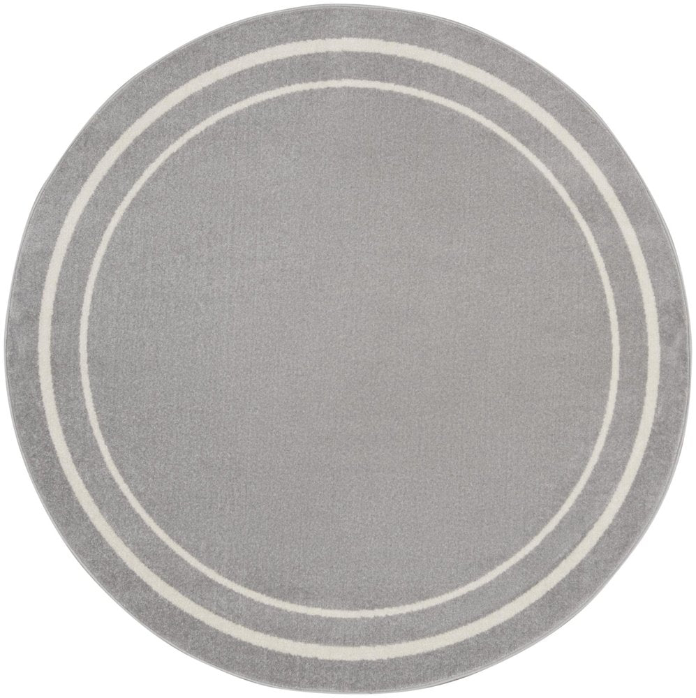 4' Gray And Ivory Round Indoor Outdoor Area Rug — view 9
