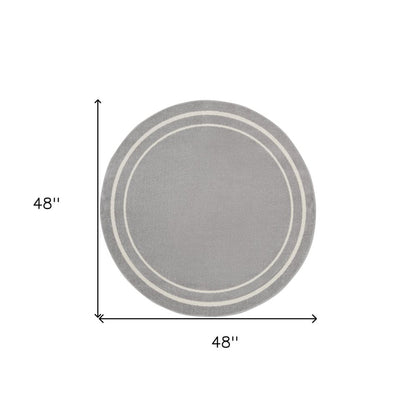 4' Gray And Ivory Round Indoor Outdoor Area Rug HomeRoots
