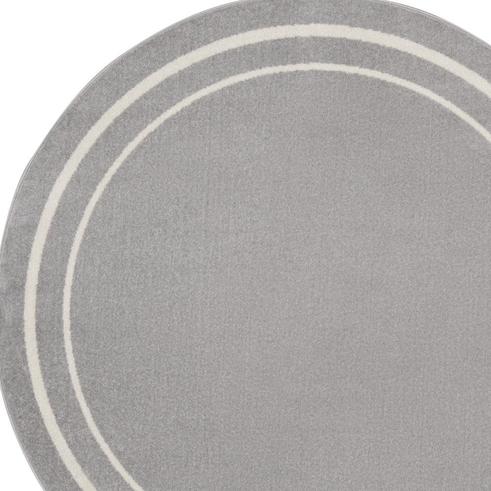 6' Gray And Ivory Round Indoor Outdoor Area Rug — view 2