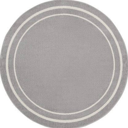 6' Gray And Ivory Round Indoor Outdoor Area Rug HomeRoots