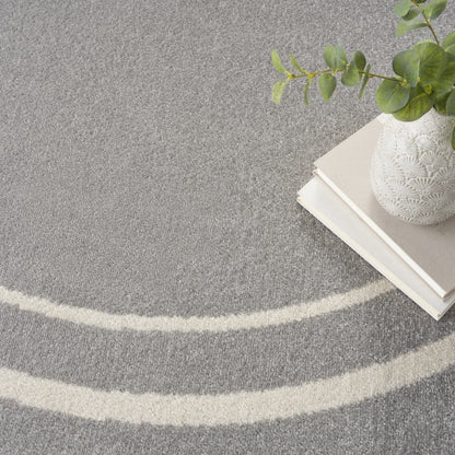 6' Gray And Ivory Round Indoor Outdoor Area Rug HomeRoots