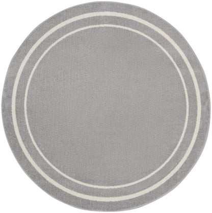 6' Gray And Ivory Round Indoor Outdoor Area Rug