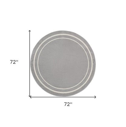 6' Gray And Ivory Round Indoor Outdoor Area Rug HomeRoots