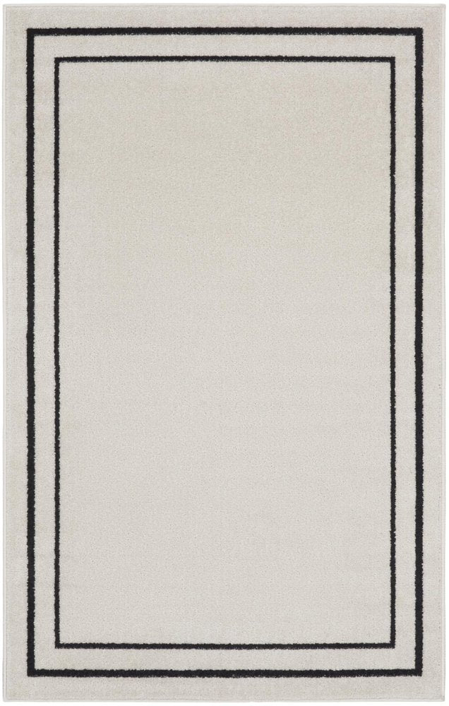 2' X 4' Ivory And Black Indoor Outdoor Area Rug — view 8