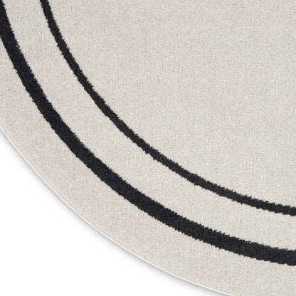 6' Ivory And Black Round Indoor Outdoor Area Rug HomeRoots