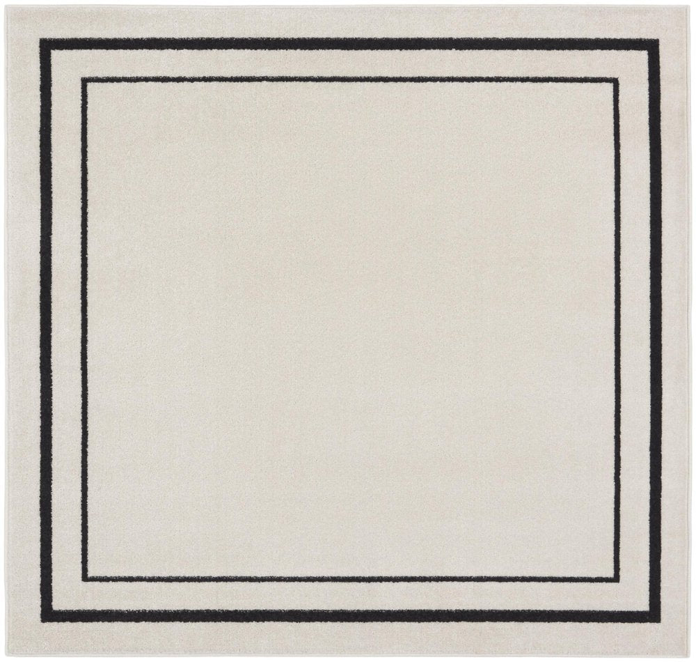 5' Ivory And Black Square Indoor Outdoor Area Rug — view 21