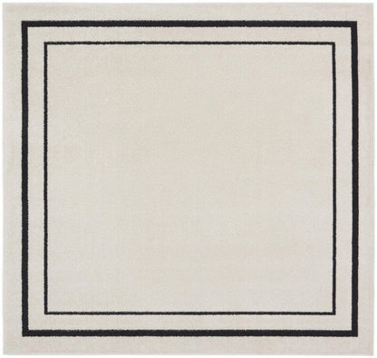 5' Ivory And Black Square Indoor Outdoor Area Rug HomeRoots