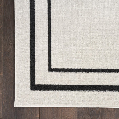 5' Ivory And Black Square Indoor Outdoor Area Rug HomeRoots