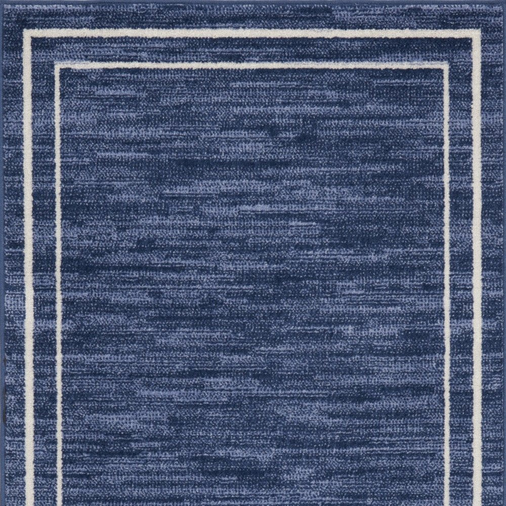 2' X 4' Navy Blue And Ivory Indoor Outdoor Area Rug HomeRoots