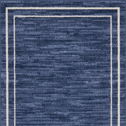 2' X 4' Navy Blue And Ivory Indoor Outdoor Area Rug