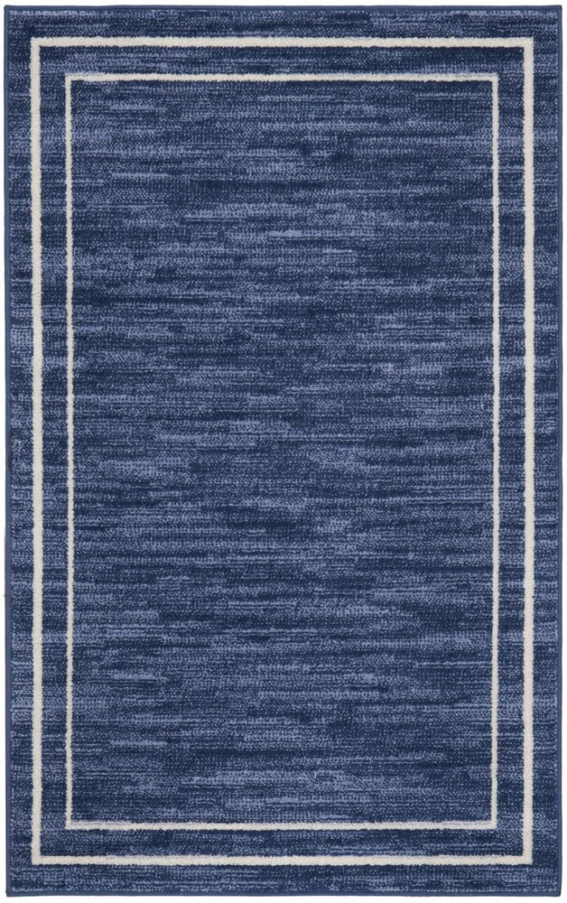 2' X 4' Navy Blue And Ivory Indoor Outdoor Area Rug HomeRoots