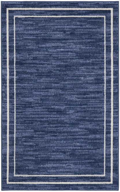 2' X 4' Navy Blue And Ivory Indoor Outdoor Area Rug HomeRoots