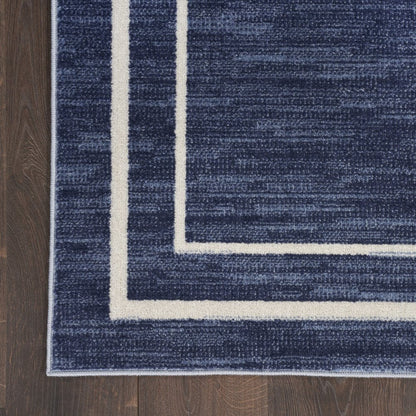 2' X 4' Navy Blue And Ivory Indoor Outdoor Area Rug HomeRoots