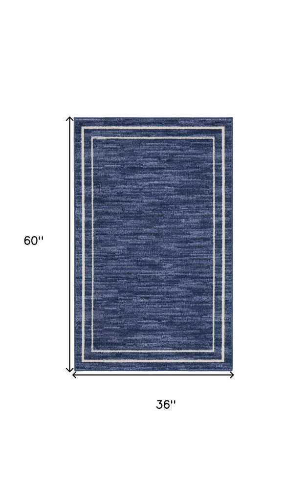3' X 5' Navy Blue And Ivory Indoor Outdoor Area Rug — view 1