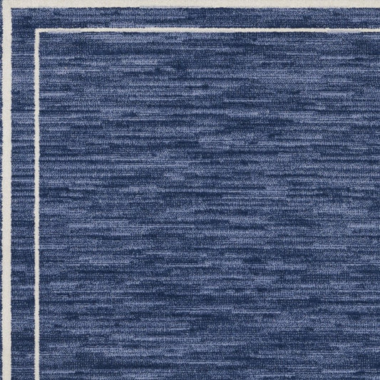 5' Navy Blue And Ivory Square Indoor Outdoor Area Rug