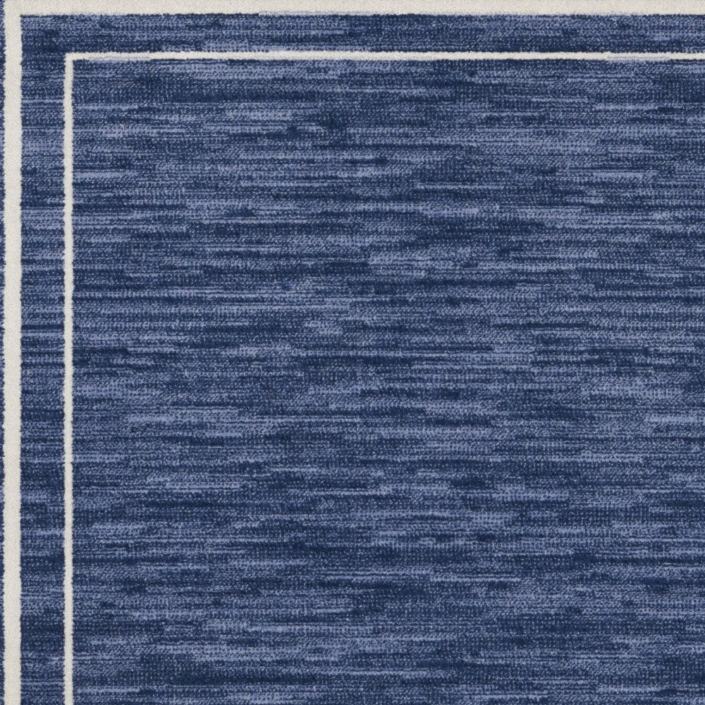5' Navy Blue And Ivory Square Indoor Outdoor Area Rug