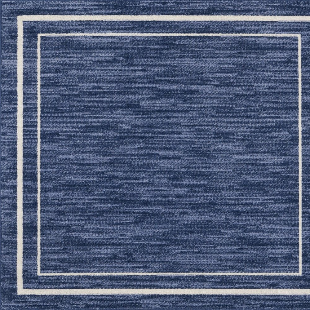 5' Navy Blue And Ivory Square Indoor Outdoor Area Rug — view 3