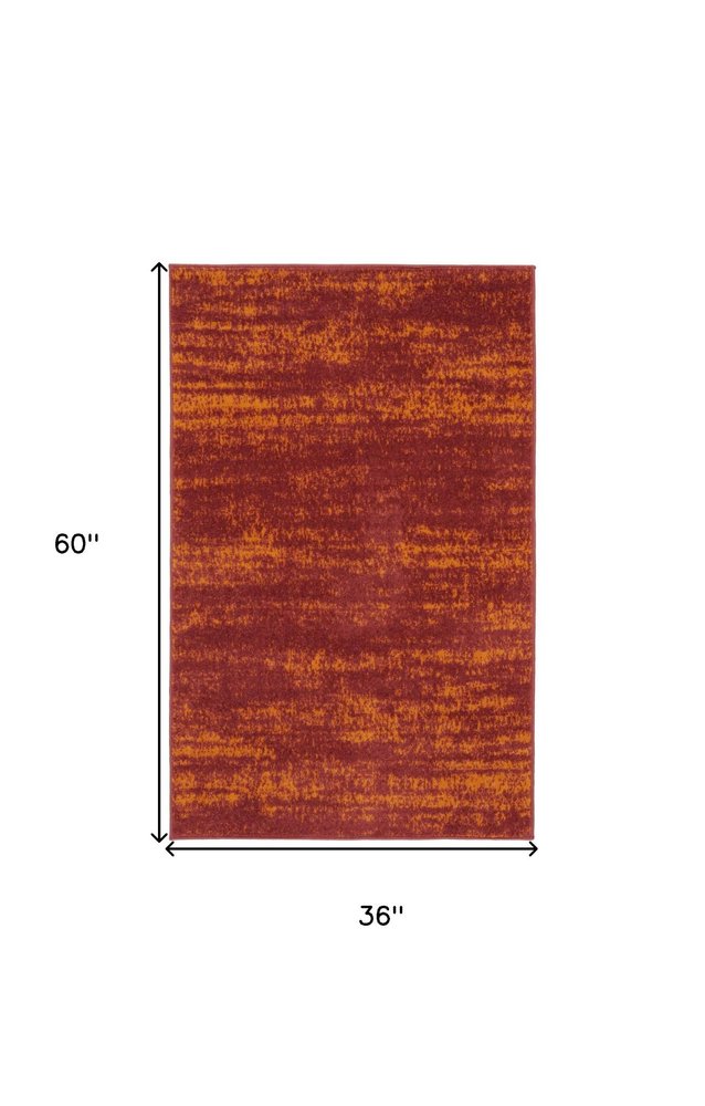 3' X 5' Red And Orange Abstract Indoor Outdoor Area Rug HomeRoots