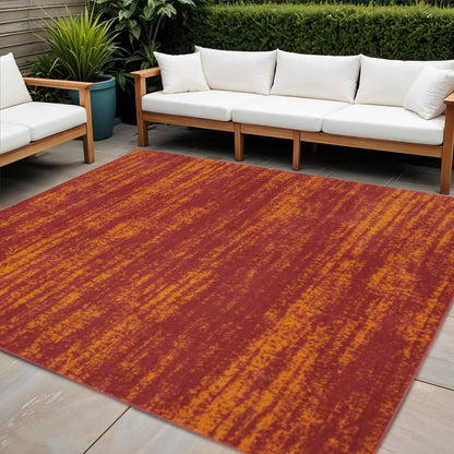5' Red And Orange Square Abstract Indoor Outdoor Area Rug HomeRoots