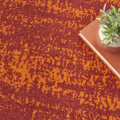 5' Red And Orange Square Abstract Indoor Outdoor Area Rug HomeRoots