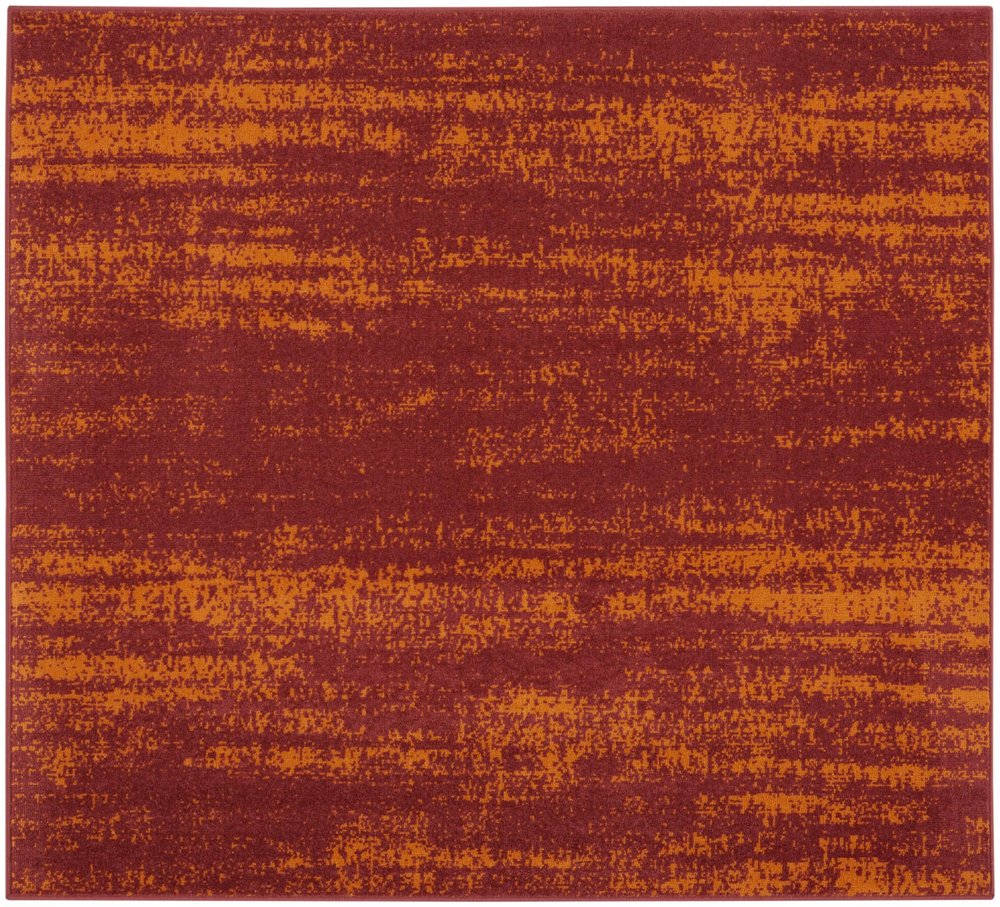 5' Red And Orange Square Abstract Indoor Outdoor Area Rug — view 8
