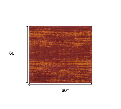 5' Red And Orange Square Abstract Indoor Outdoor Area Rug HomeRoots