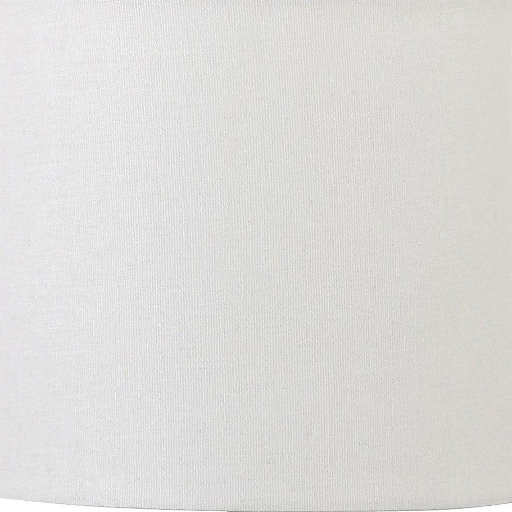 13" Gray Concrete Geometric Table Lamp With White Drum Shade - FurniFindUSA