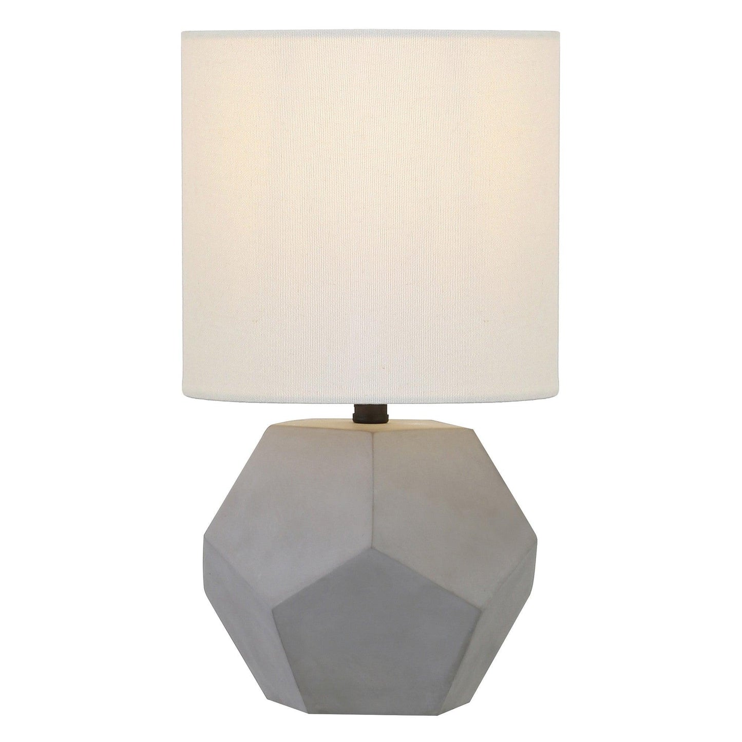 13" Gray Concrete Geometric Table Lamp With White Drum Shade - FurniFindUSA