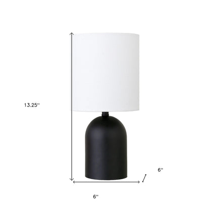 13" Black Metal Cylinder Table Lamp With White Drum Shade