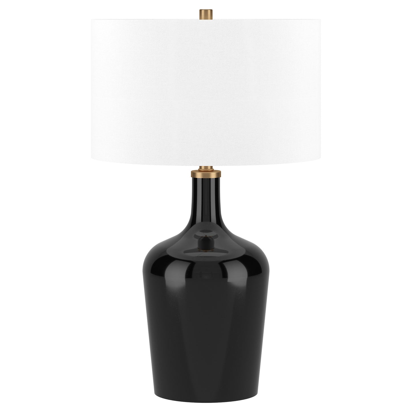 25" Black Glass Urn Table Lamp With White Drum Shade - FurniFindUSA