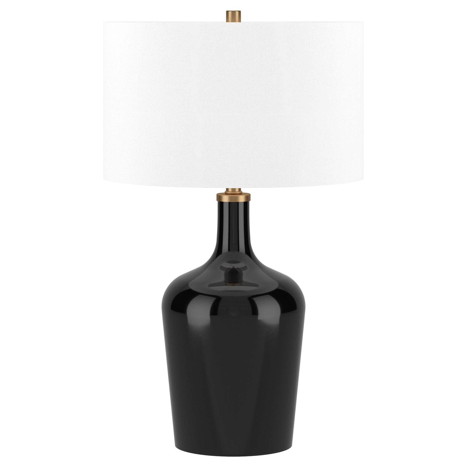 25" Black Glass Urn Table Lamp With White Drum Shade - FurniFindUSA