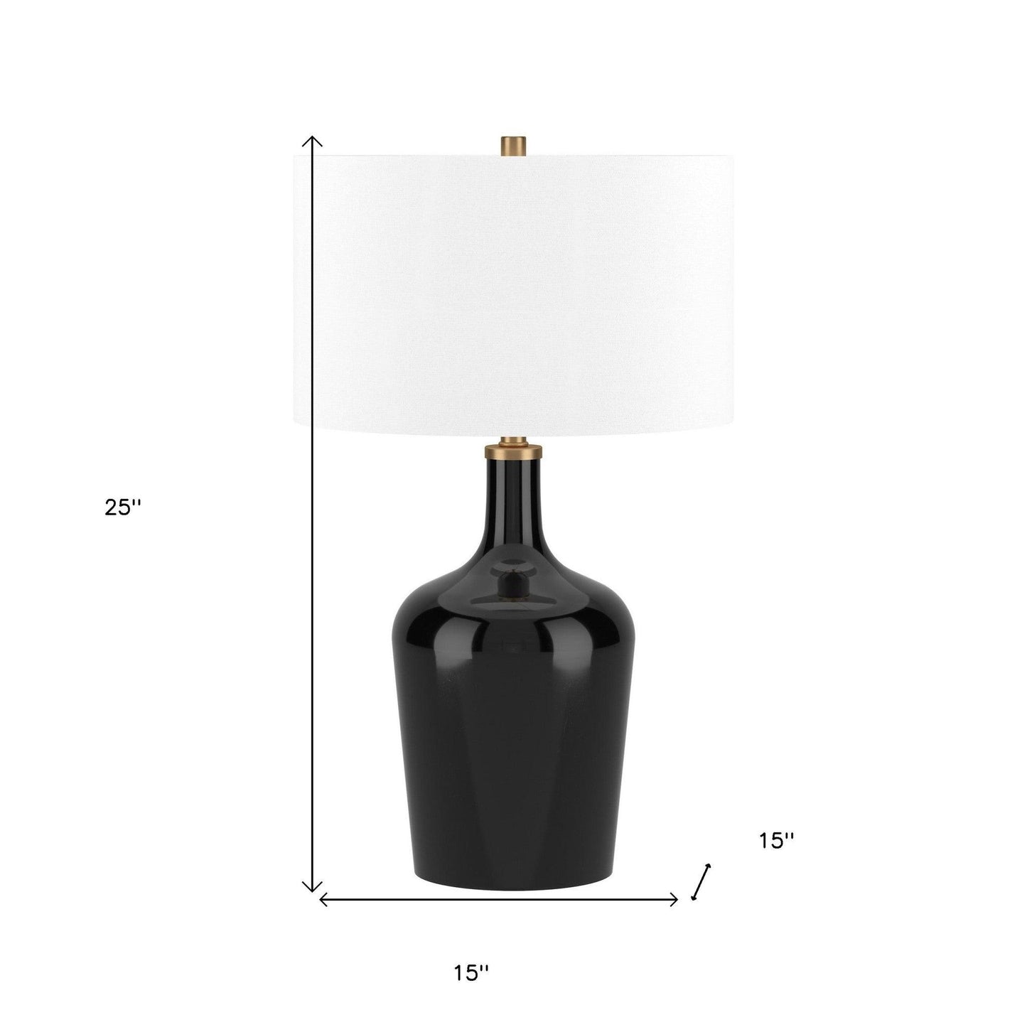 25" Black Glass Urn Table Lamp With White Drum Shade - FurniFindUSA