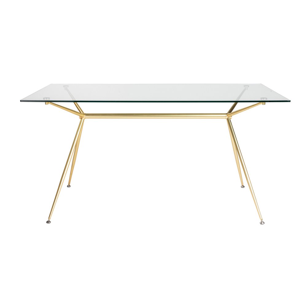 60" Clear And Gold Glass And Steel Dining Table HomeRoots